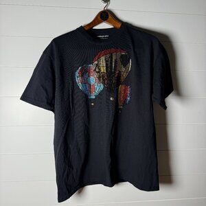 Eddie Valentin Fashion Black Short Sleeve Embellished TShirt Hot Air Balloons XL